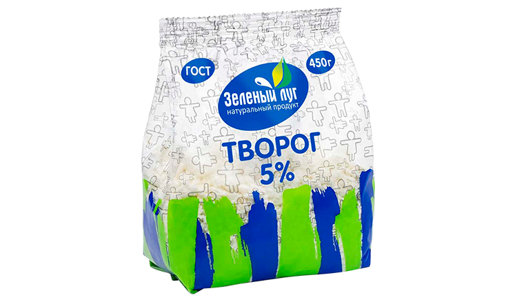 Творог ЗЕЛЕНЫЙ ЛУГ бзмж 5% 450г