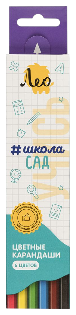Карандаши цветные ЛЕО Школа Сад 6цв арт.LSCP-06
