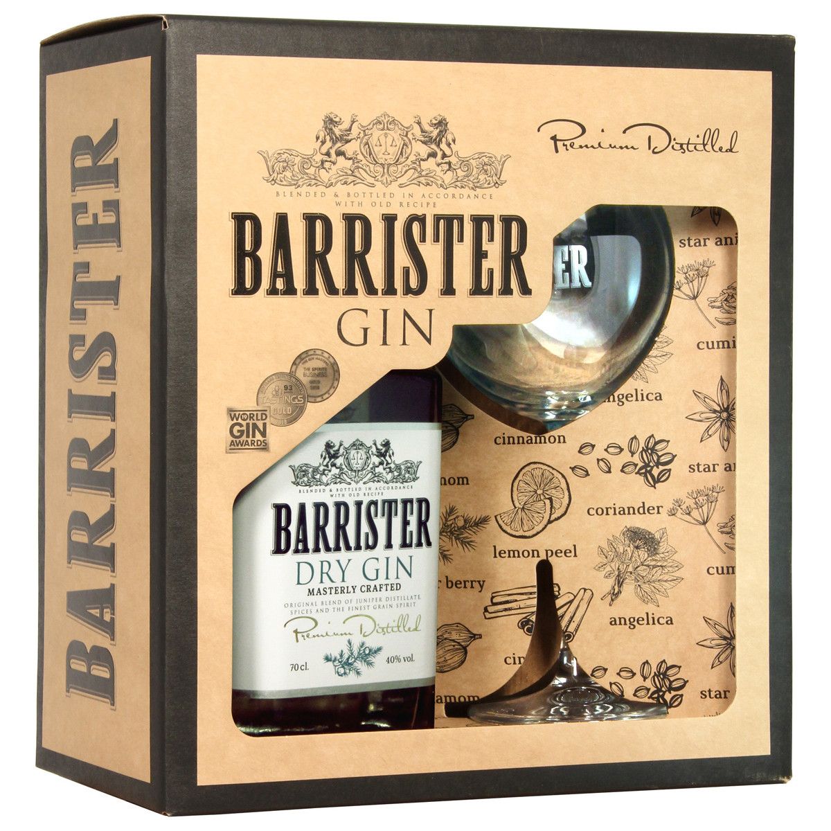 Джин БАРРИСТЕР Драй 40% ПК 0.7л+бокал