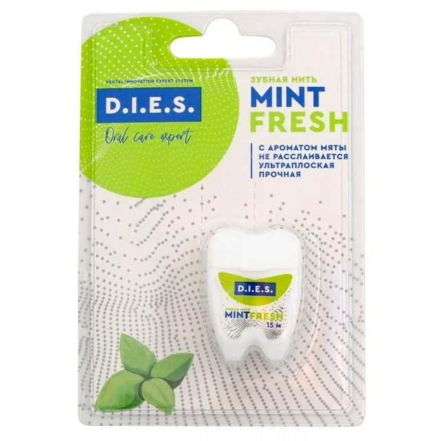 Зубная нить ДИЕС Мята невощеная 15м