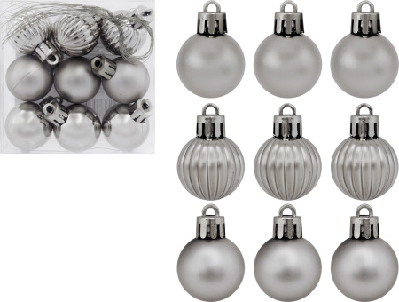 Набор елочных шаров ТАМ-ТАМ серебро Д3см 9шт арт.SYQA-0124148-4