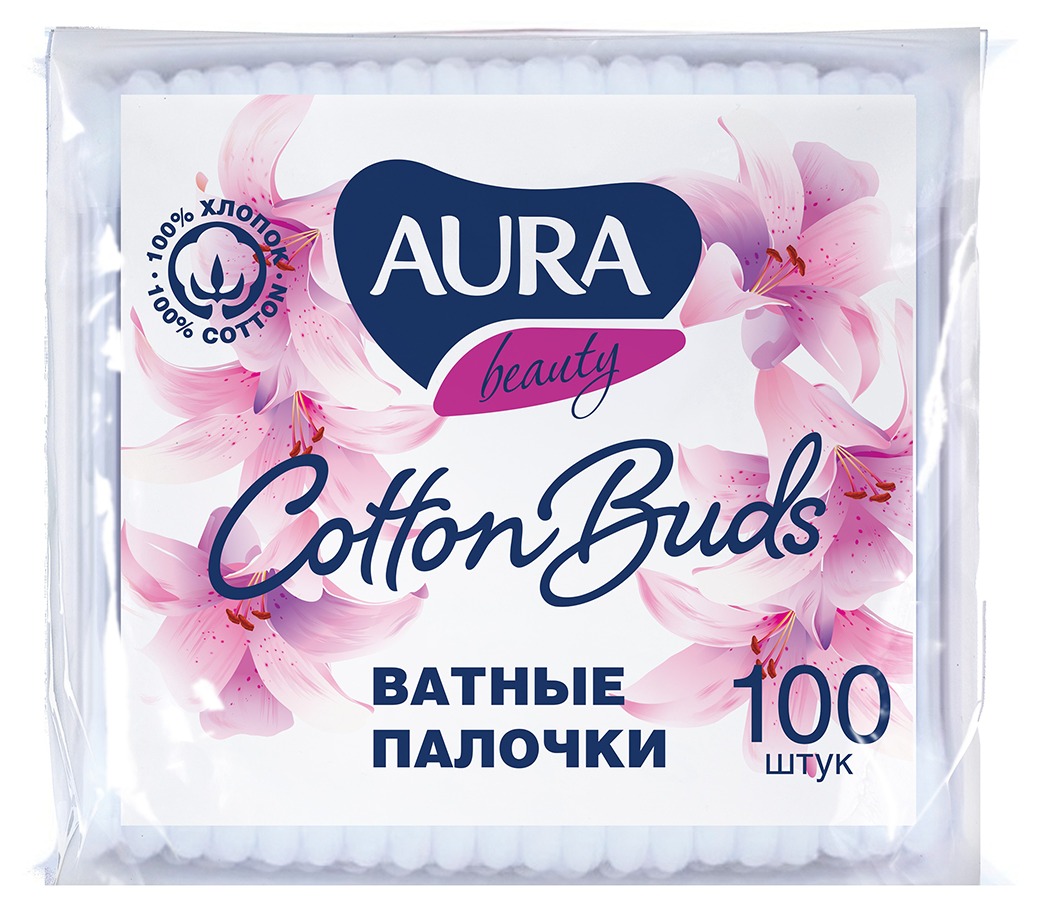 Палочки ватные АУРА пэт 100шт