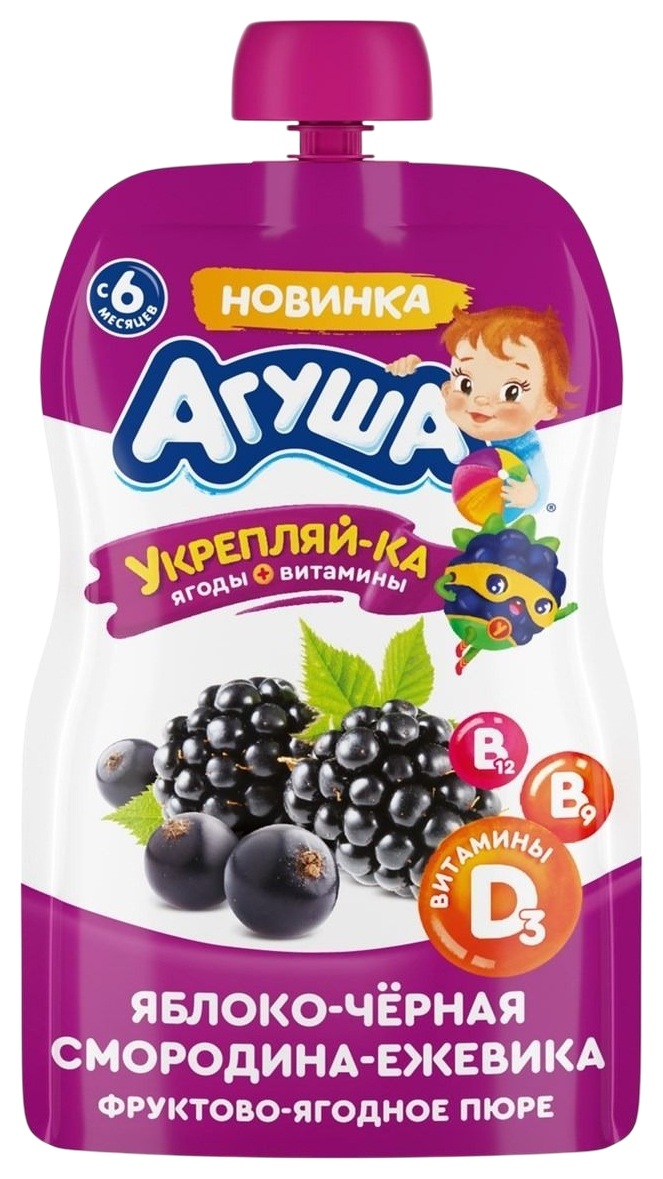Пюре АГУША яблоко смородина ежевика м/у 80г