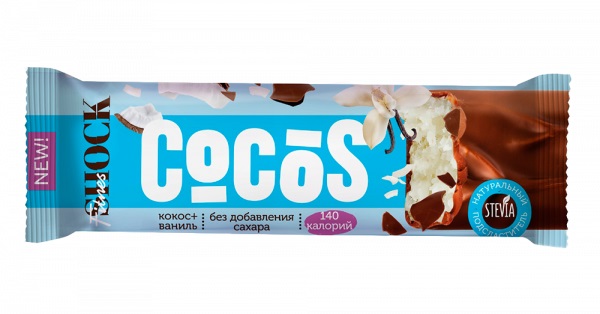 Батончик ФИТНЕС ШОК Шейкер ваниль кокос 35г