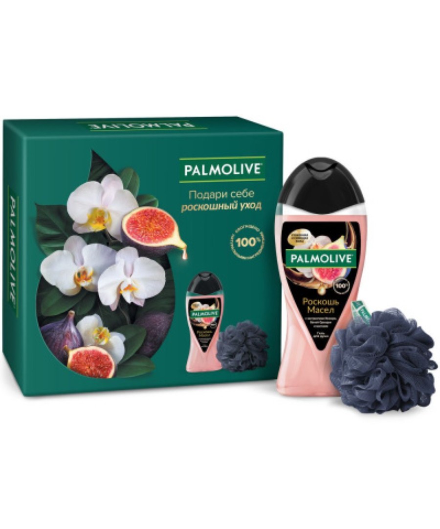 ПН ПАЛМОЛИВ Роскошь масел гель для душа инжир и белая орхидея 250мл+мочалка