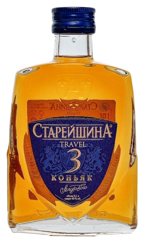 Коньяк СТАРЕЙШИНА Тревел фляга 3 года 40% ст/б 0.25л