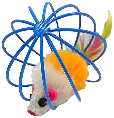 Игрушка для кошек ФОКСИКЕТ Мышка в мяче-клетке
