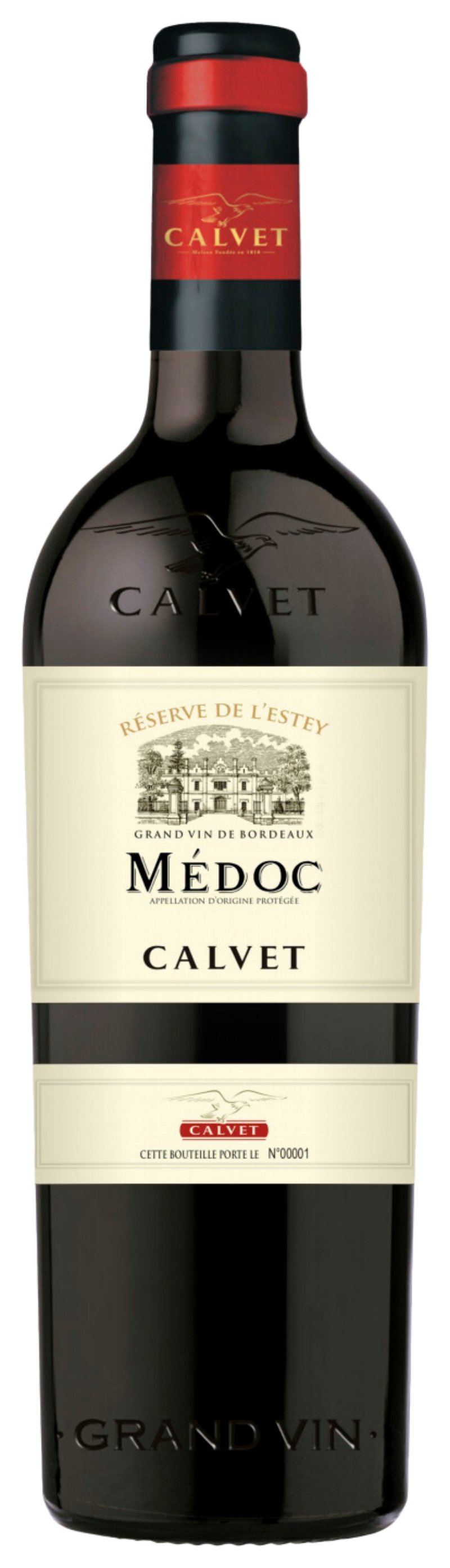 Вино КАЛЬВЕ Резерв де л`Эстей Медок красное сух 13% ст/б 0.75л