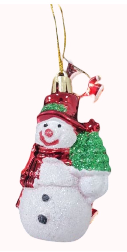 Елочное украшение СФЕРА Снеговик 8см 2шт арт.12-0004