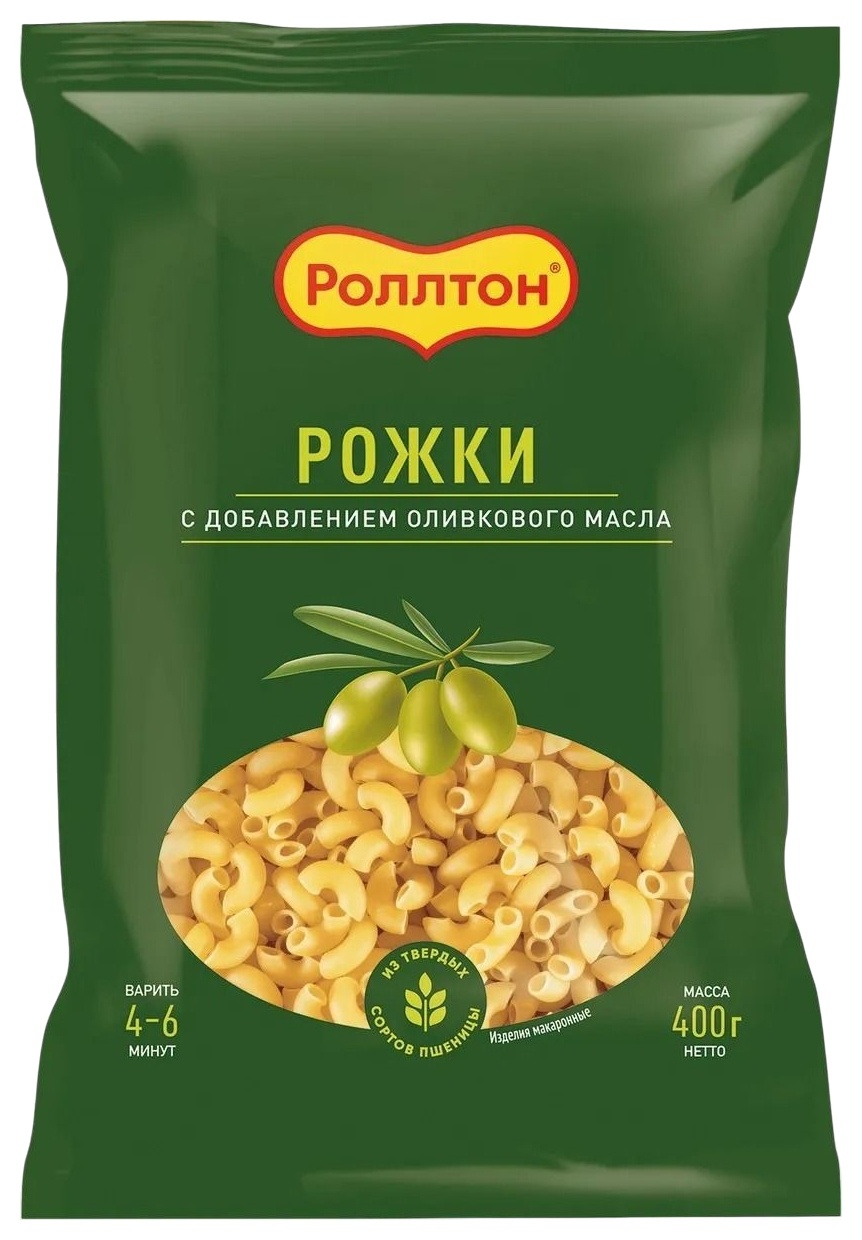 Мак.изделия РОЛЛТОН Рожки с оливковым маслом м/у 400г