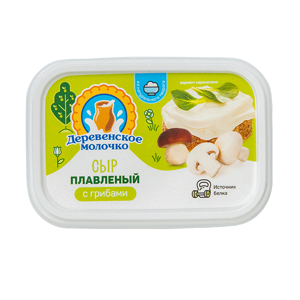 Сыр плавленый ДЕРЕВЕНСКОЕ МОЛОЧКО с грибами бзмж 35% 180г