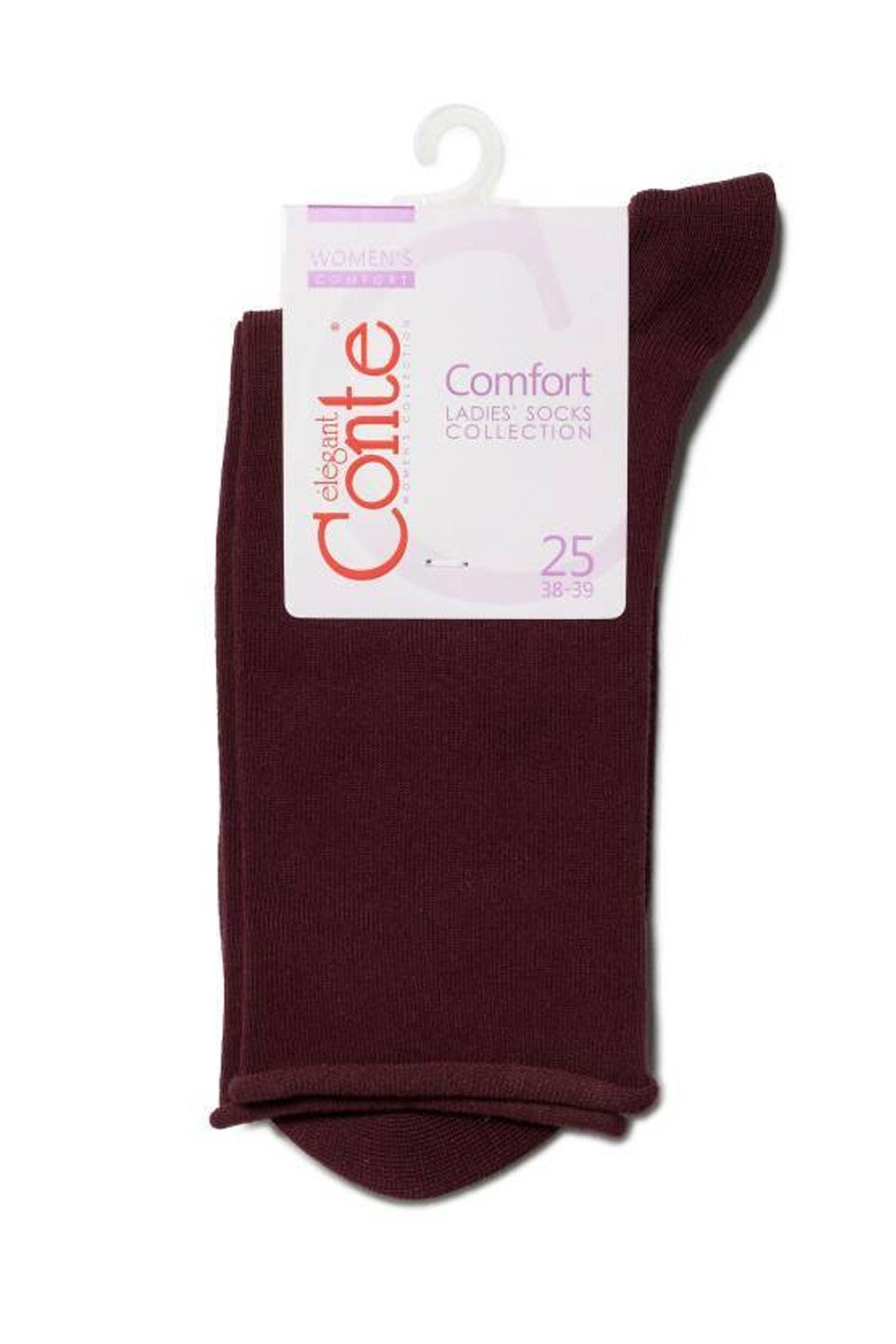 Носки женские КОНТЕ Элегант Комфорт хлопковые темно-бордовые р.23 арт.19С-101СП