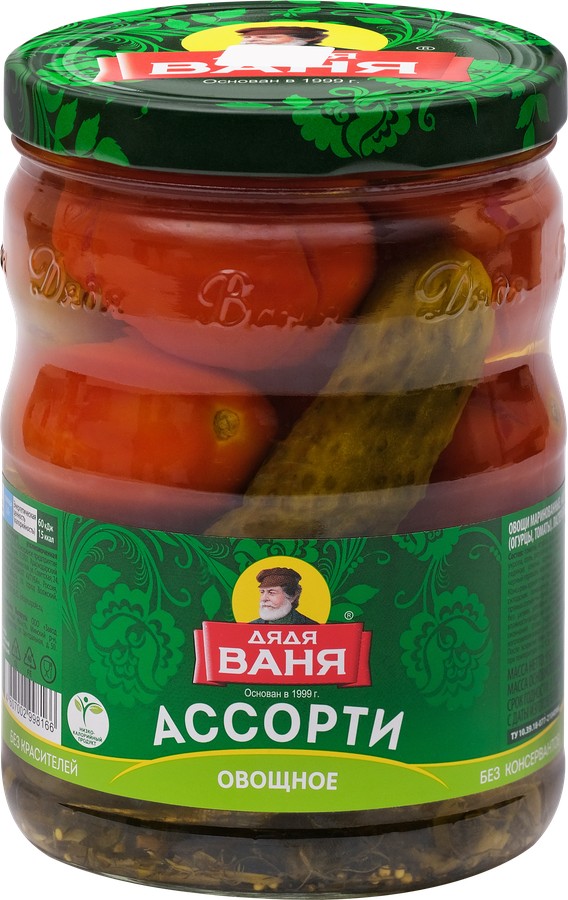 Ассорти ДЯДЯ ВАНЯ огурцы и томаты ст/б 950г