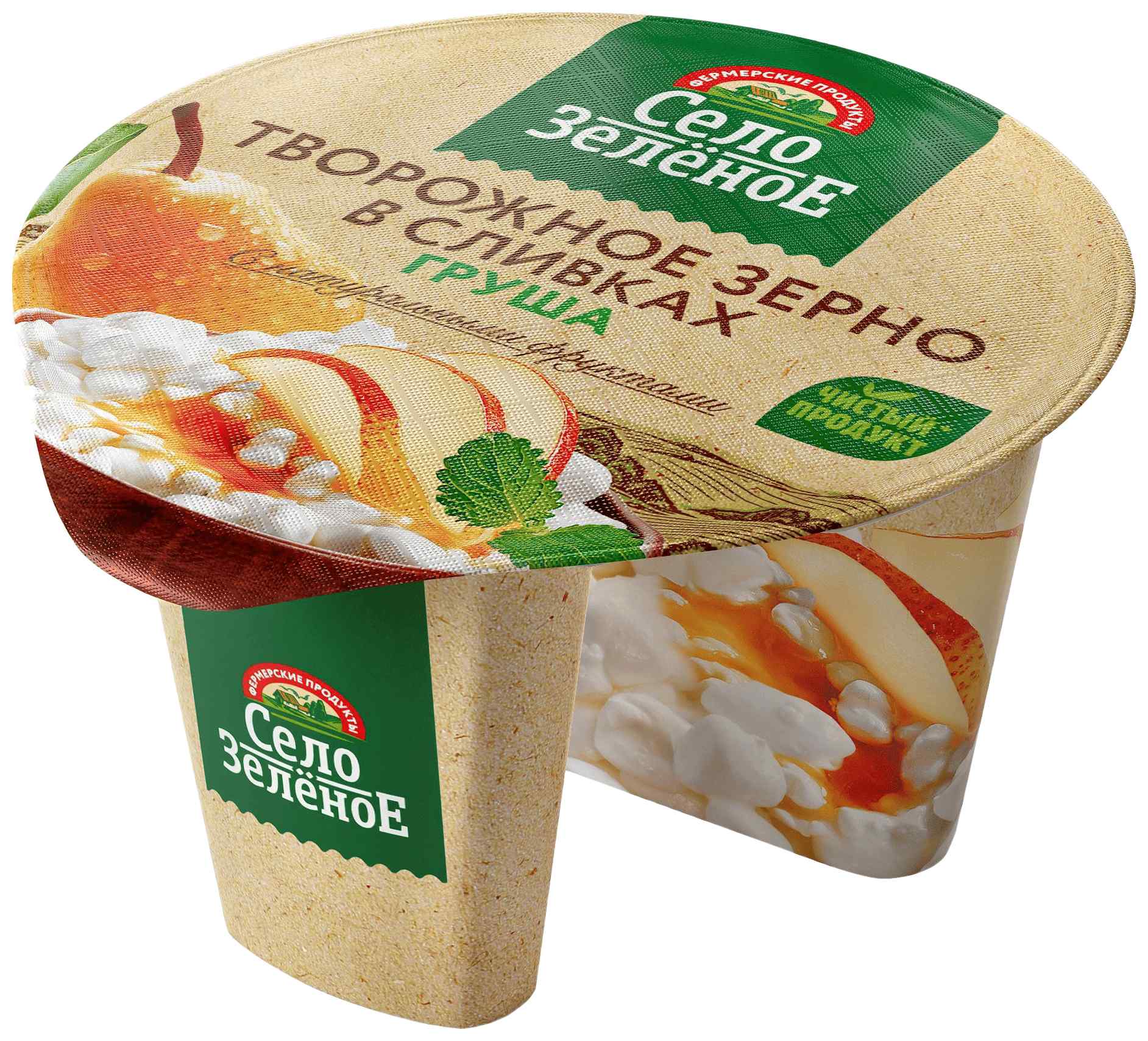 Творожный продукт СЕЛО ЗЕЛЕНОЕ зерно в сливках груша бзмж 5% 130г
