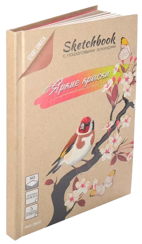 Скетчбук ПРОФ-ПРЕСС Яркие краски 80л арт.РТ-1667