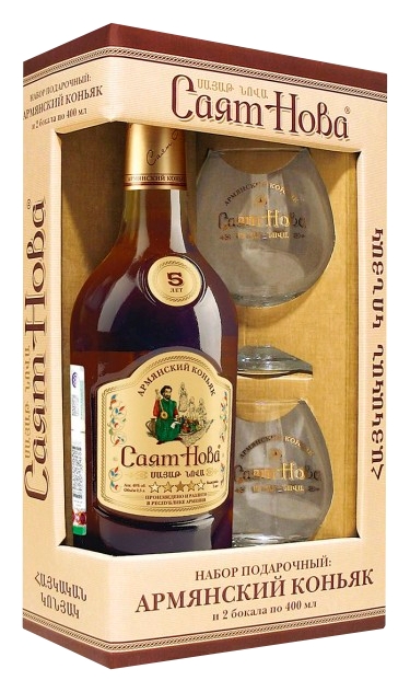 Коньяк САЯТ НОВА 5 звезд 40% ПК 0.5л+2 бокала