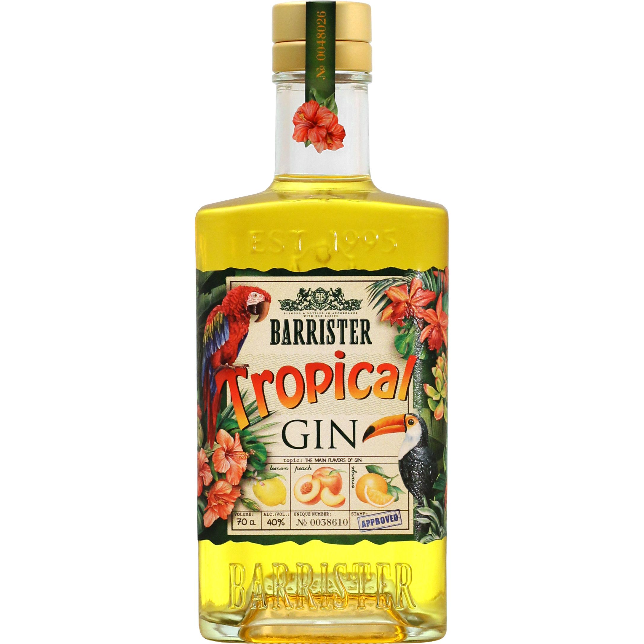 Джин БАРРИСТЕР Тропические фрукты 40% ст/б 0.5л