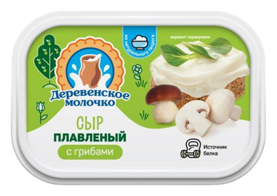Сыр плавленый ДЕРЕВЕНСКОЕ МОЛОЧКО с грибами бзмж 35% 180г