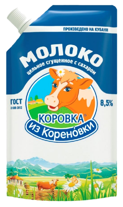 Сгущенное молоко КОРОВКА ИЗ КОРЕНОВКИ цельное бзмж 8.5% д/пак 270г