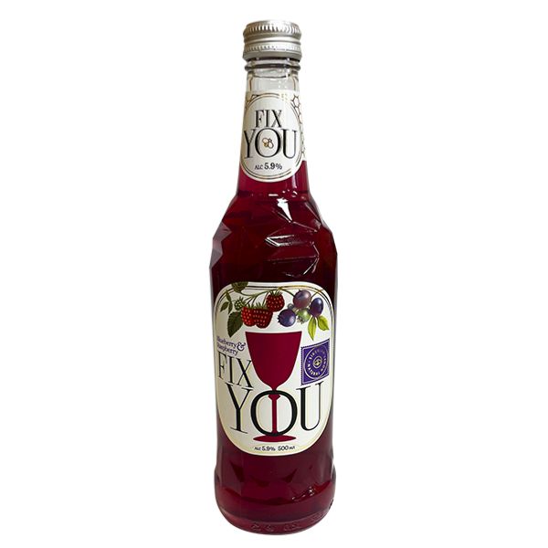 Напиток слабоалкогольный ФИКС Ю Медовуха черника-малина 5.9% ст/б 0.4л