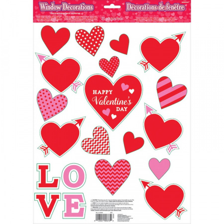 Наклейки на окно АМСКАН Сердца Валентин 20шт арт.АМС32