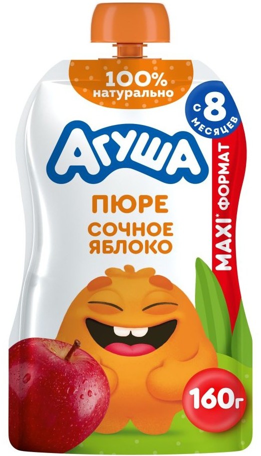 Пюре АГУША Сочное яблоко гомогенизированное м/у 160г