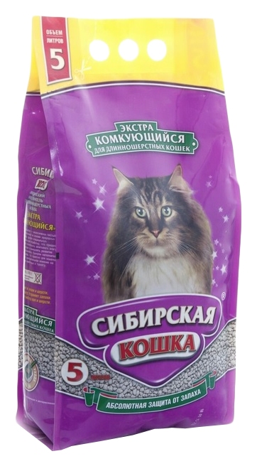 Наполнитель для туалета СИБИРСКАЯ КОШКА Экстра для длинношерстных комкующийся 5л