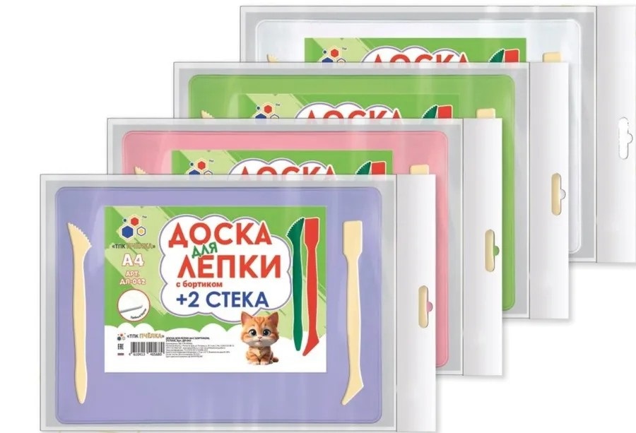 Дощечка для пластилина ПЧЕЛКА А4 с двумя стеками арт.ДЛ-042
