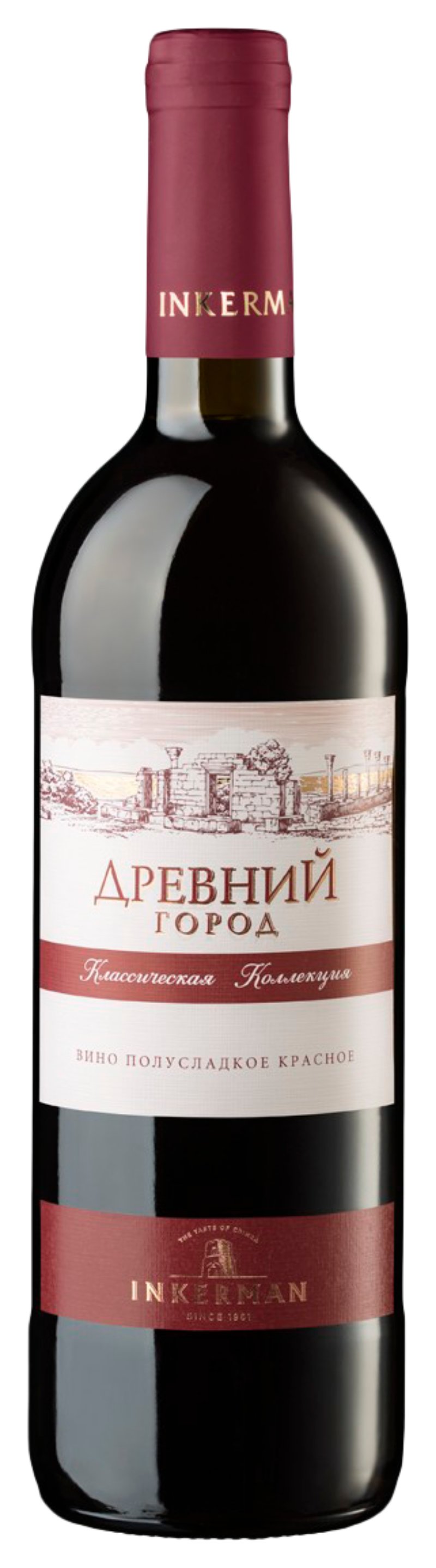Вино ИНКЕРМАН Древний город красное п/сл 11-13% ст/б 0.75л