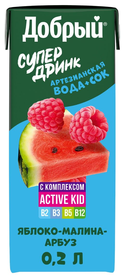 Напиток сокосодержащий ДОБРЫЙ Актив кид арбуз малина 0.2л