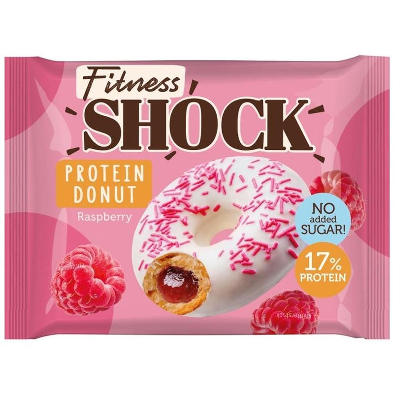 Донат ФИТНЕС ШОК с малиновой начинкой 70г