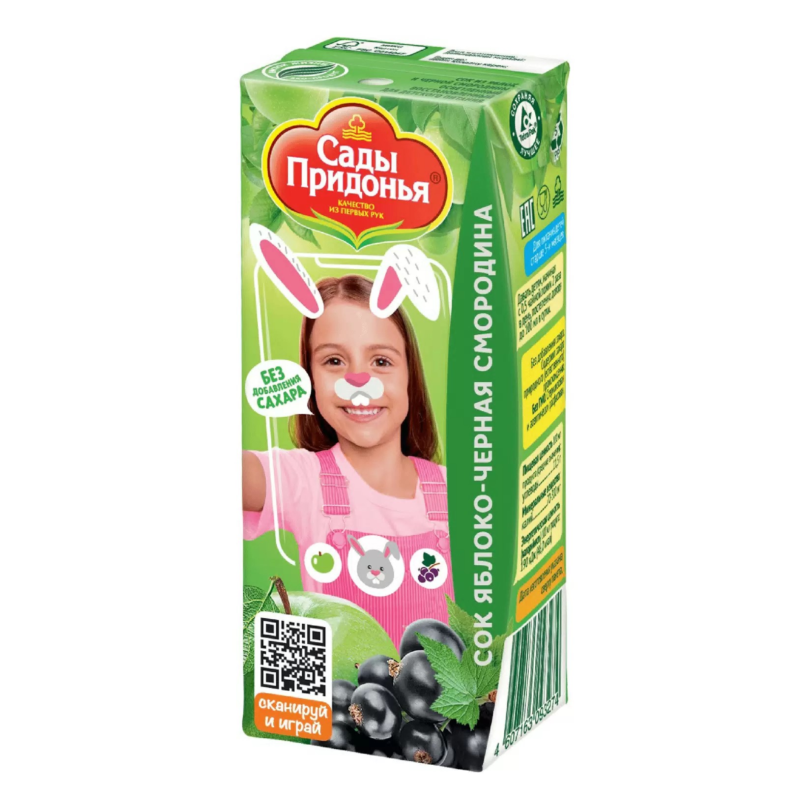 Сок САДЫ ПРИДОНЬЯ яблоко черная смородина т/пак 200мл