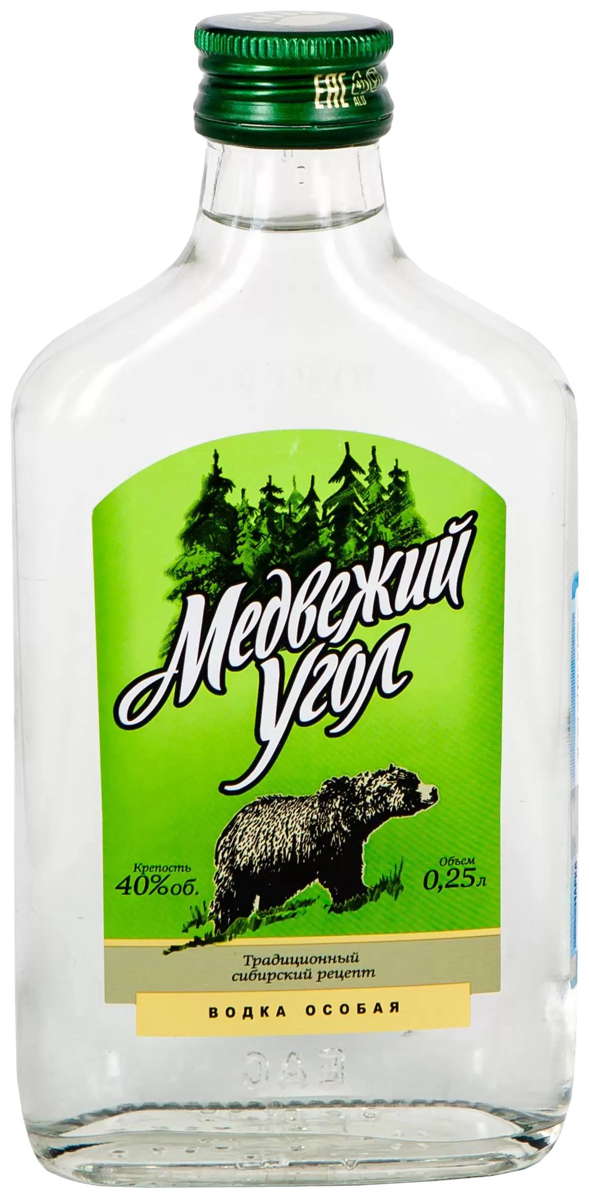 Водка МЕДВЕЖИЙ УГОЛ 40% ст/б 0.25л