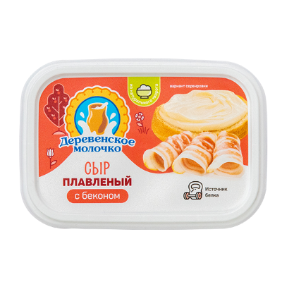 Сыр плавленый ДЕРЕВЕНСКОЕ МОЛОЧКО с беконом бзмж 35% 180г