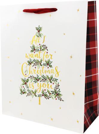 Пакет подарочный ТАМ-ТАМ Новогодняя ель 26*12*32см арт.C1193M