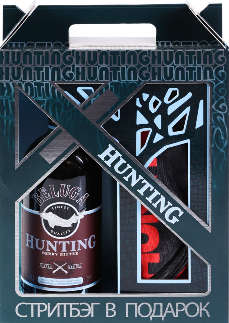 Ликер БЕЛУГА Хантинг Ягодный 38% ПК 0.7л+поясная сумка