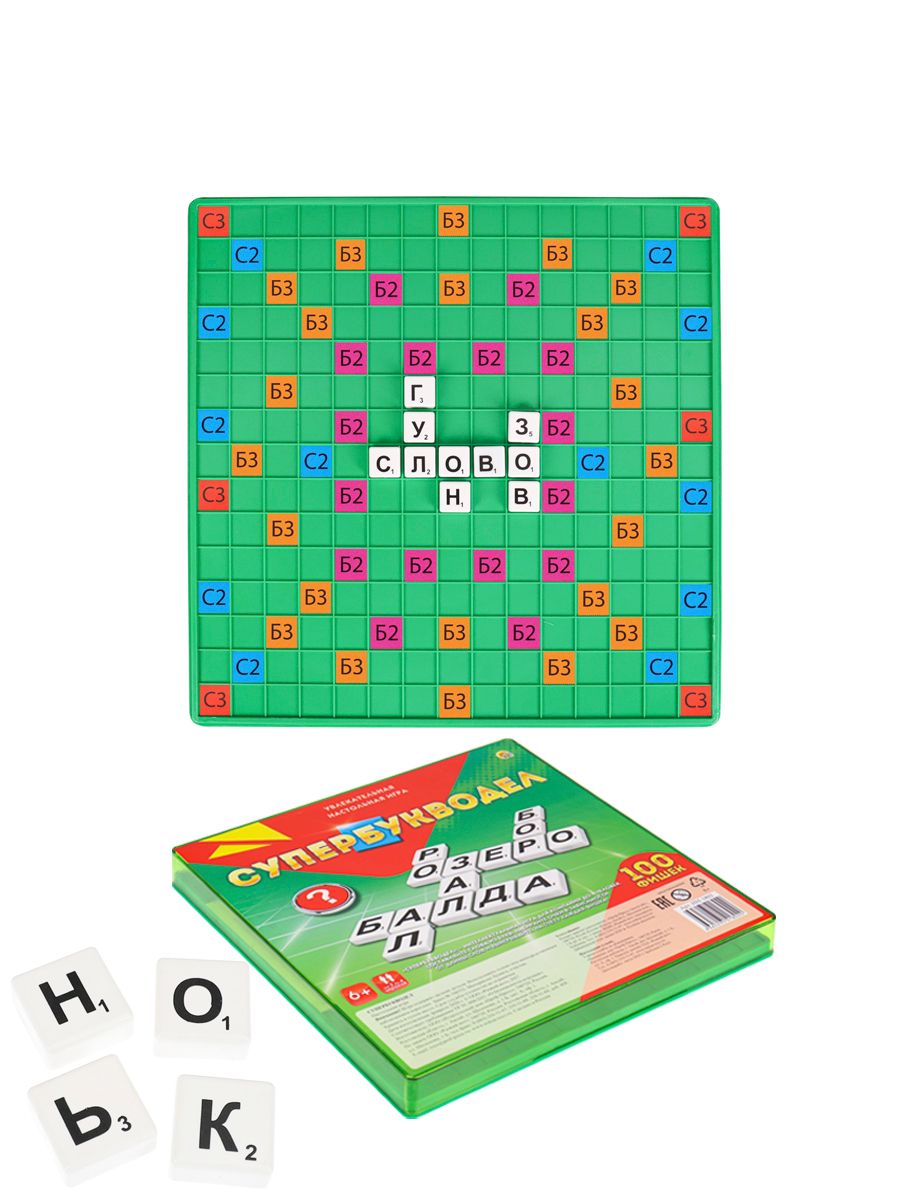 Настольная игра РЫЖИЙ КОТ Игра в слова Супербукводел 100 фишек арт.ИН-1802
