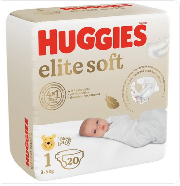 Подгузники ХАГГИС Элит Софт 3-5кг 20шт
