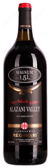 Вино МЕГОБАРИ Алазанская долина красное п/сл 11% ст/б 1.5л