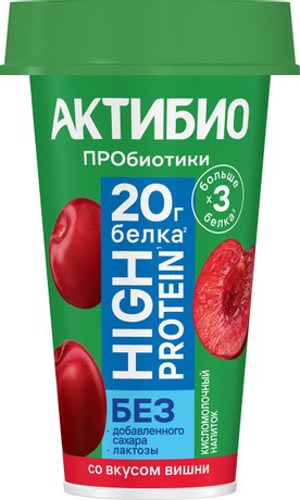 Напиток АКТИБИО протеин вишня безлактозный бзмж 1.5% 190г