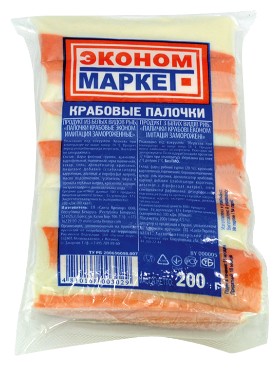 Крабовые палочки ЭКОНОМ МАРКЕТ с/м 200г