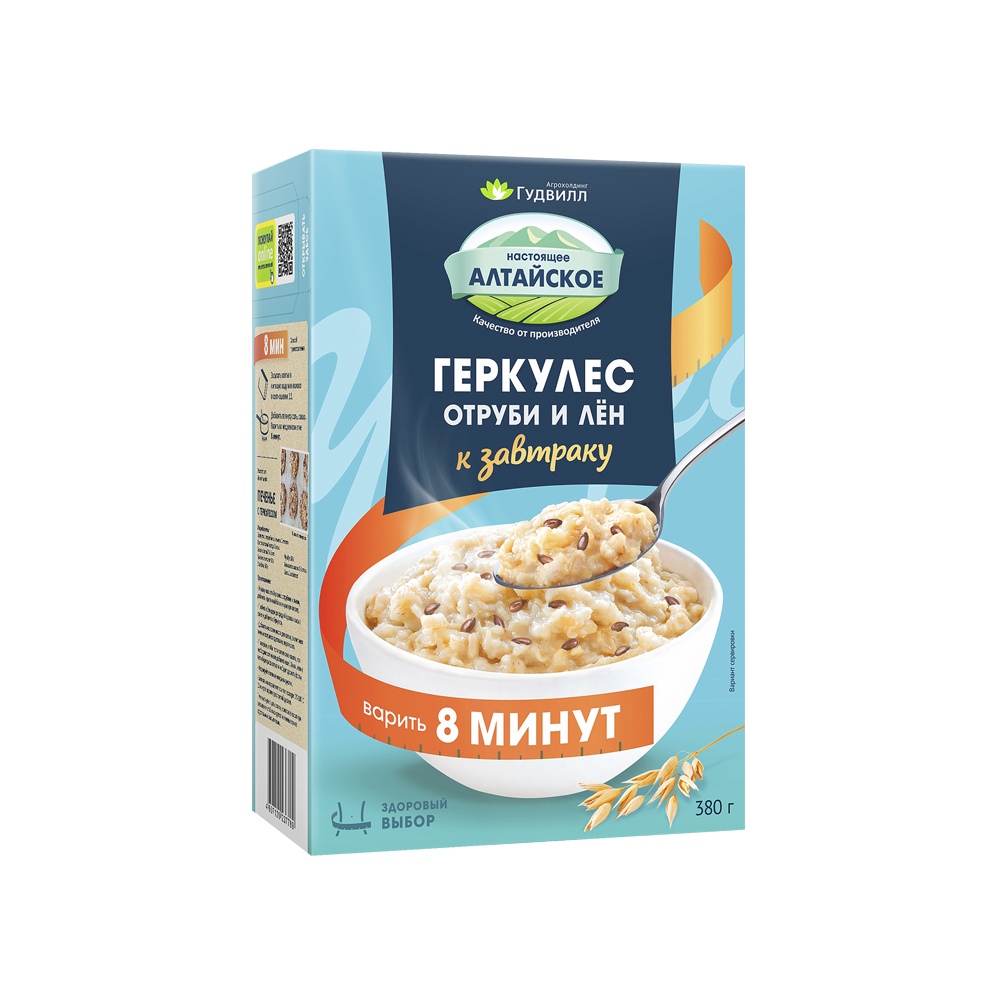Геркулес ГУДВИЛЛ отруби и лен карт/уп 380г