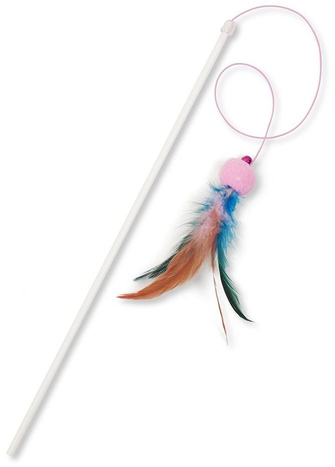 Игрушка для кошки ПЛЕЙ КЭТ Дразнилка удочка погремушки с перьями