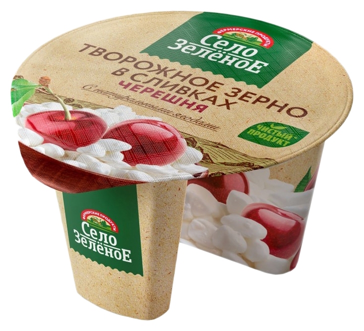 Творожный продукт СЕЛО ЗЕЛЕНОЕ зерно в сливках черешня бзмж 5% 130г