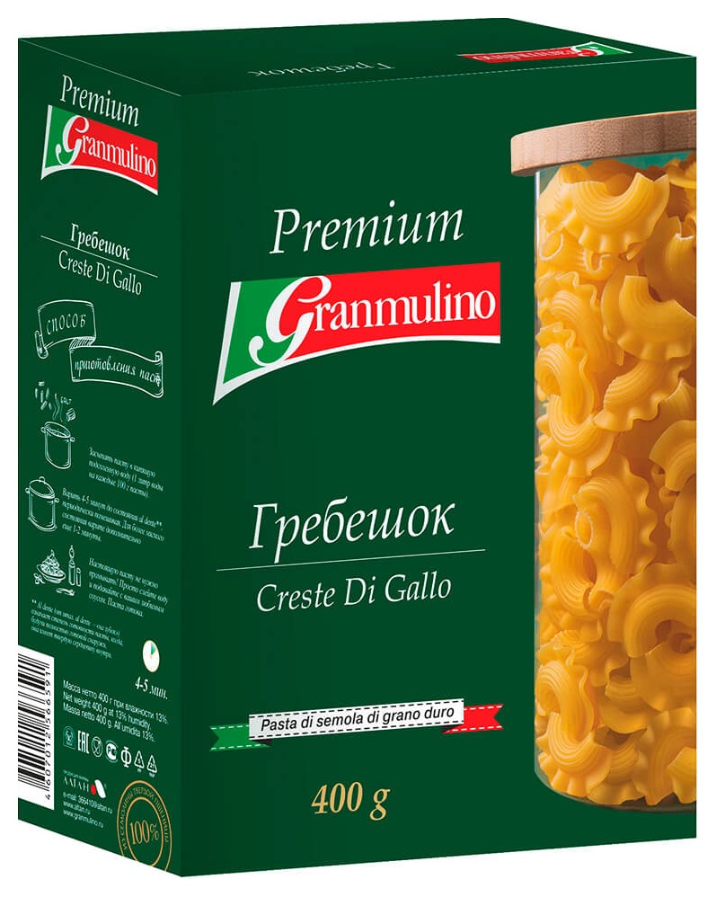 Мак.изделия ГРАНМУЛИНО Премиум Гребешок карт/уп 400г