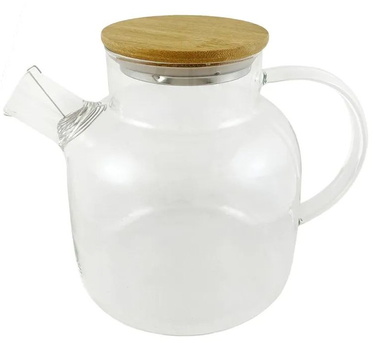 Чайник заварочный АТМИКС стеклянный с бамбуковой крышкой 1500мл арт.6459-1