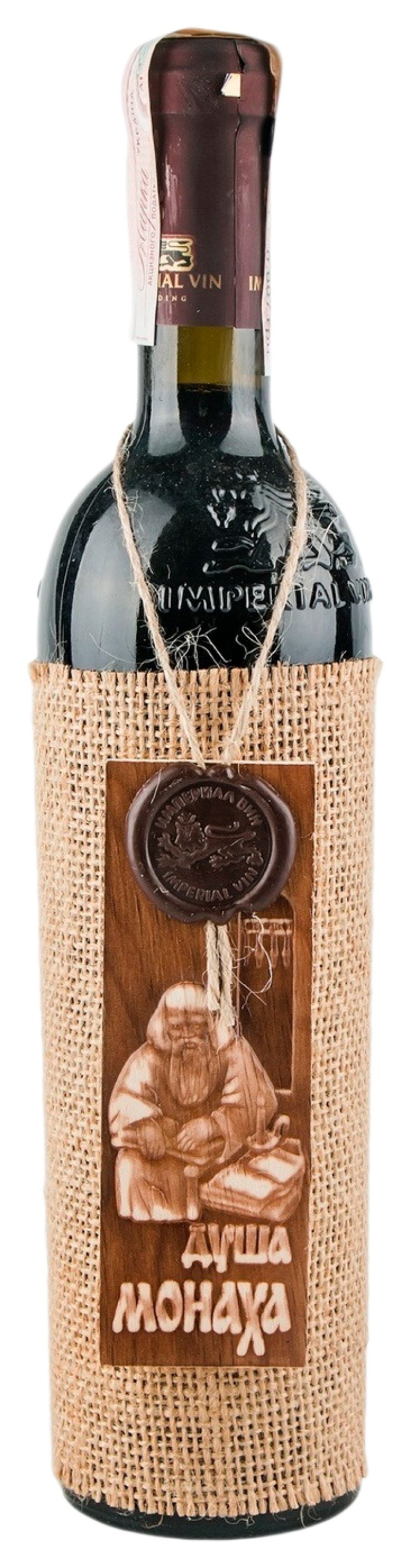 Вино ДУША МОНАХА красное п/сл деревянная этикетка 10-12% ст/б 0.7л