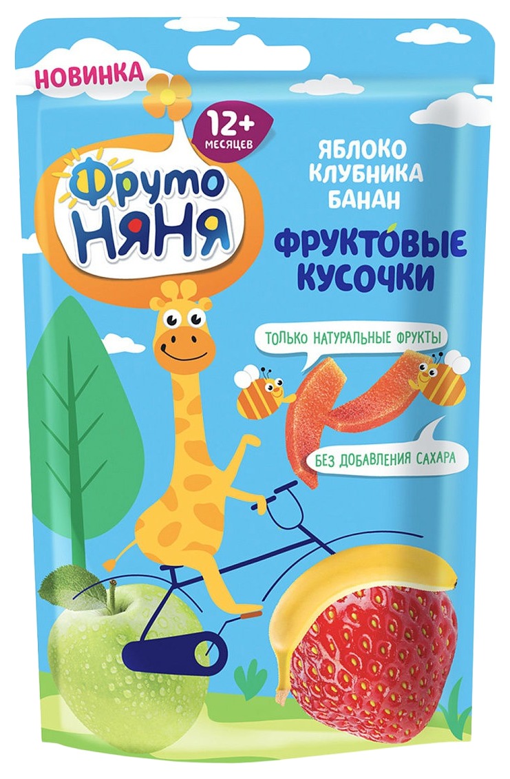 Фруктовые кусочки ФРУТОНЯНЯ яблоко клубника банан м/у 15г