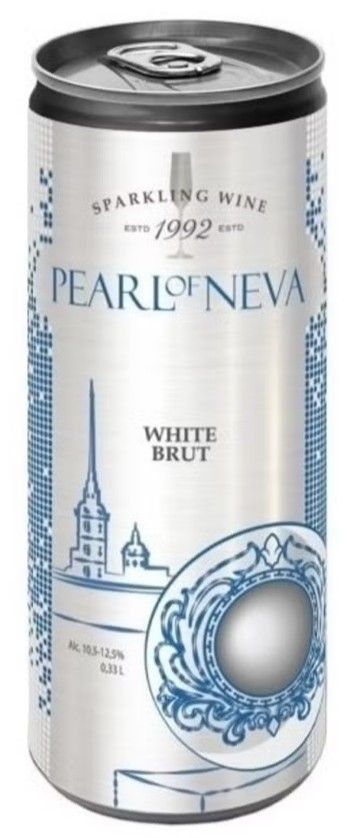 Игристое вино ПЕРЛ ОФ НЕВА белое брют 10.5-12.5% ж/б 0.33л