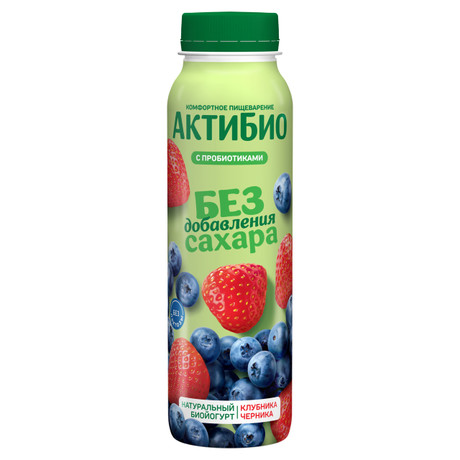 Биойогурт АКТИБИО клубника черника бзмж 1.5% 260г
